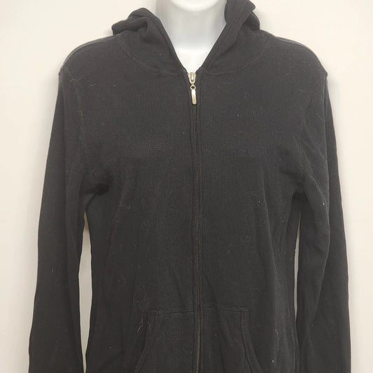 Sweet N' Kool Outfitters Hoodie Womens L Black Bedazzled Rhinestone Zip Up Goth