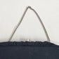 Black Evening Clutch Bag Leather Interior Minimalist Formal Handheld Purse Vtg