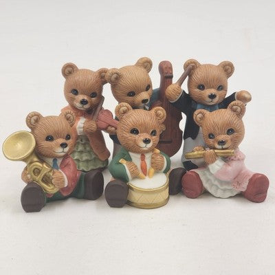 Homco Collections No 1422 Set of 6 Symphony Orchestra Musical Teddy Bears Vtg