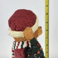 Resin Christmas Teddy Bear Figurine Red Coat Puppy & Tree 11" Holiday Ornament