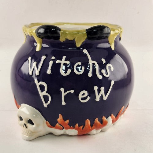 Witch's Brew Halloween Cookie Jar David's Cookies Ceramic Ghost Skull Black Cat