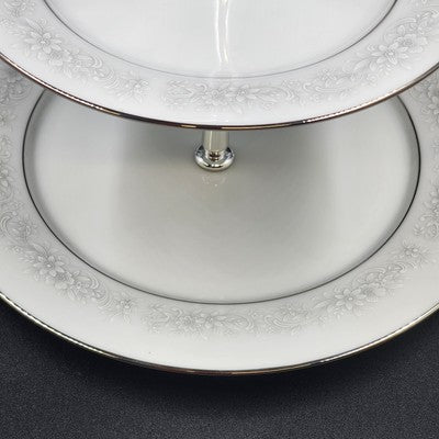 Noritake 2225 Cumberland 2-Tier Serving Tray Floral Japan Vintage