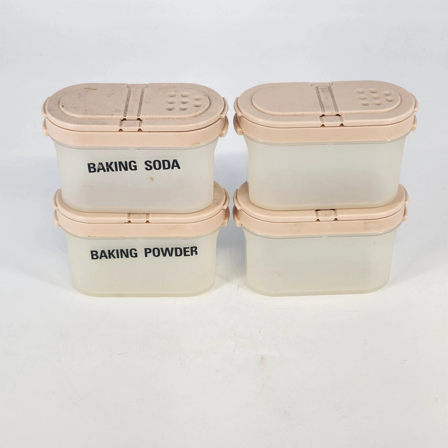 4 Tupperware 1843-23 Modular Mates Spice Containers Storage Beige Lids Vintage