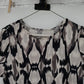 Relativity Abstract Ikat Print Blouse Women's Large Short Sleeve Black White