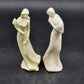 2 Faceless Women Figurines Solid White & Off-White Glazed Porcelain Flowers 8.5"