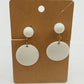 Gold Tone with White Round Disc Plastic Dangle Drop Clip On Earrings