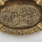 Bronze Brass Ashtray 5.5" Relief Solid Etched Casting Figures Ornate Oval Shape