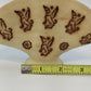 Pottery Napkin Holder Flying Winged Dog Motif Beige Brown Fan Shape 6.5" Repair