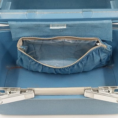 Samsonite Travel Makeup Train Case Blue Royal Traveller Montbello II Mirror Key