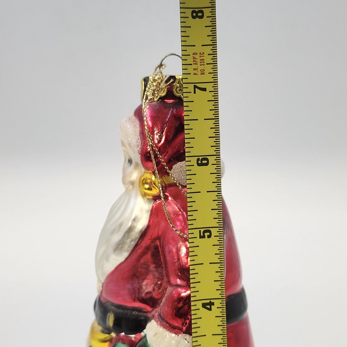 Large Hand Painted Blown Glass Santa Claus Christmas Tree Hanging Ornament 7"