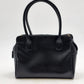 Liz Claiborne Black Faux Leather Satchel Handbag Classic Top Handle Purse Vtg