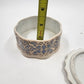 Embossed Ceramic Round Box w/ Lid Macau Pink Blue Floral Design 5"x2"