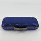 Blue Sparkle Bow Hard Shell Clutch Crossbody Purse Gunmetal Chain Strap 7"