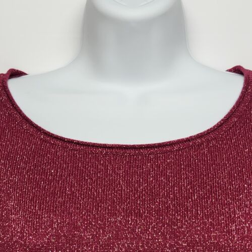APT 9 Women's XL Glitter Knit Top Sparkly Magenta Long Sleeves Acrylic Sweater