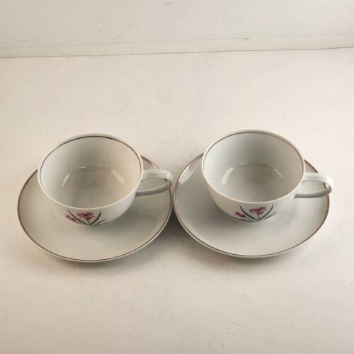 Easterling Caprice Pattern Set of 2 Cups and Cup Saucers Bavarian German Vintage