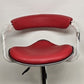 Red Adjustable Height Vinyl Bar Stool with Arms Chrome Footrest Pneumatic NOS