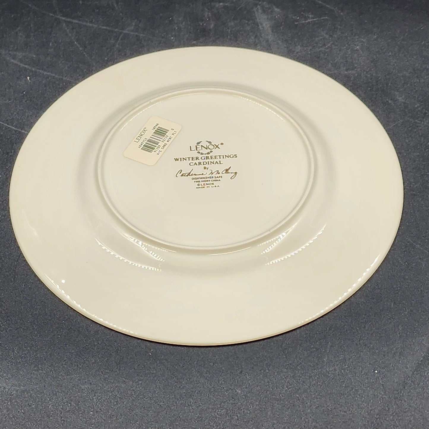 Lenox Accent Luncheon Plate Winter Greeting 9.25" Cardinal Holly Gold Bone China