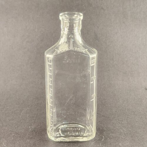 Owens Apothecary Clear Glass Medicine Bottle 3viii Vintage 7" Tall