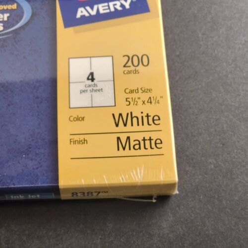 Single Avery 8387 Matte White Postcard Paper Sheets 5.5" x 4.25" 200 Cards NOS