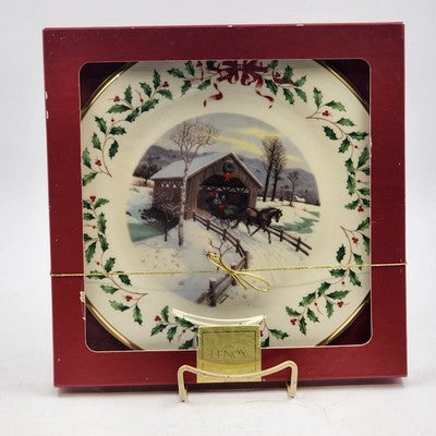 Lenox 2007 Annual Collector Christmas Plate 17th Series Numbered Covered Bridge