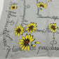 French Daisy Print Silk Scarf 17" Square Grey Yellow Brown Floral Design Vintage