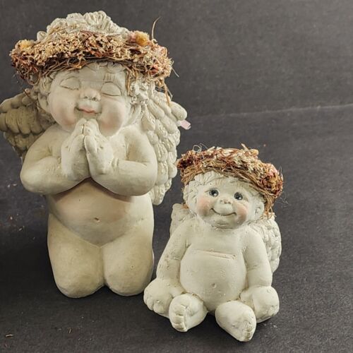 4 Dreamsicles Angel Cherub Figurines Cast Art 2 Praying Wildflower & Bright Eyes