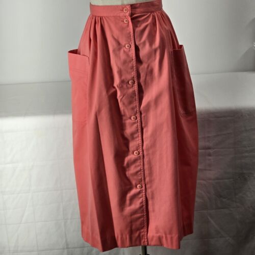 Austin Hill Coral Skirt Prairie Style Button Front Size 8 with Patch Pockets