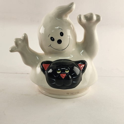 Witch's Brew Halloween Cookie Jar David's Cookies Ceramic Ghost Skull Black Cat