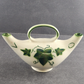 Double Spout Ceramic Ivy Leaf Pattern Oil & Vinegar Dispenser 8" Vintage Crazed