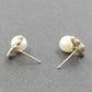 Faux Pearl Butterfly Wing Stud Earrings Gold Tone with Rhinestones Vtg Jewelry