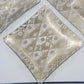 Gold White Floral Glass Serving Platter & 2 Side Dishes 3 Piece Set 22" Vintage