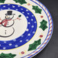 Round Serving Platter Present Tense Italy Hand Painted Snowman Christmas 14"