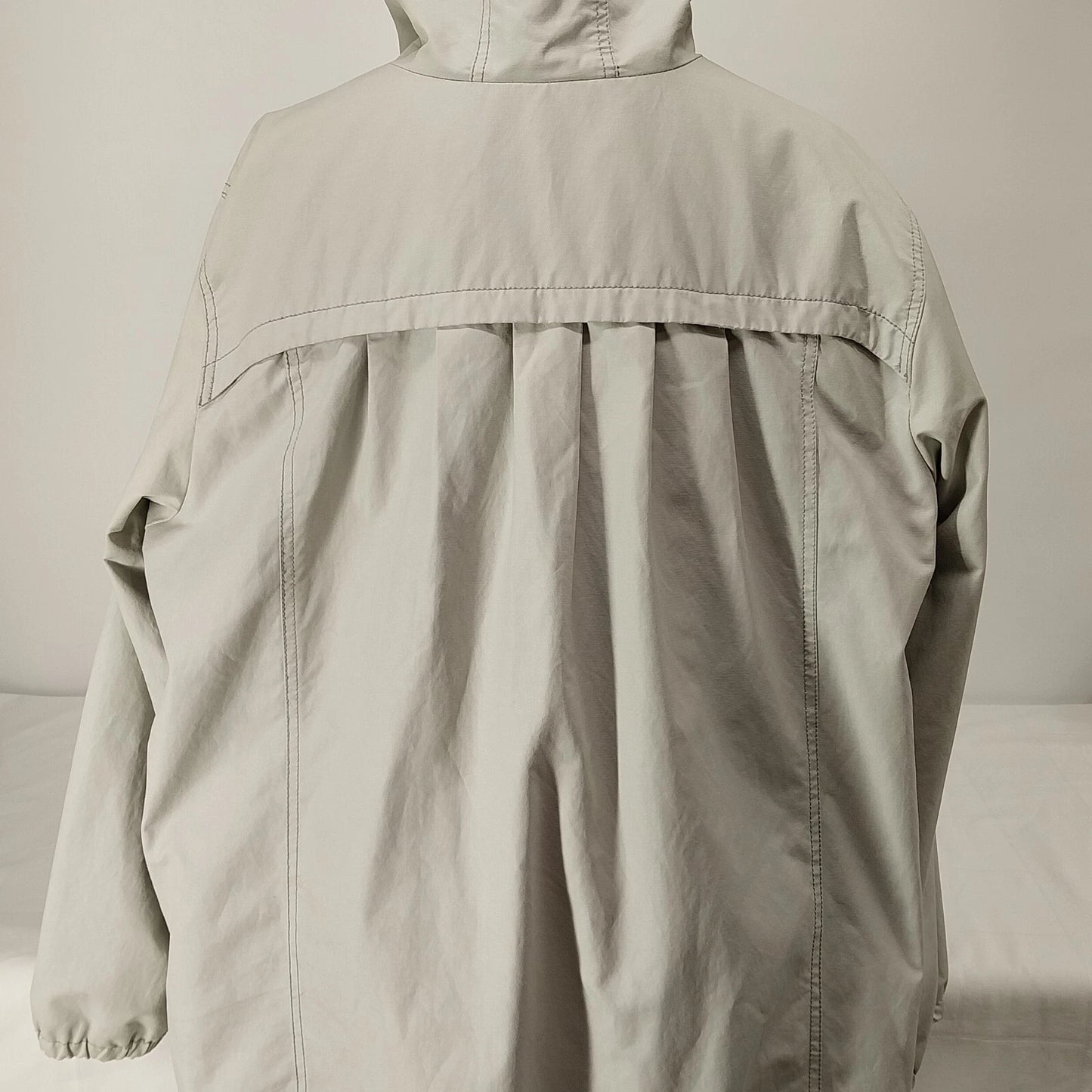 Eddie Bauer Women’s Jacket 2X Beige Hooded Windbreaker Lightweight Lined Vintage