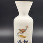 Norleans Vase 10" Hand Painted Bird & Floral Frosted Satin Art Glass w Gold Trim