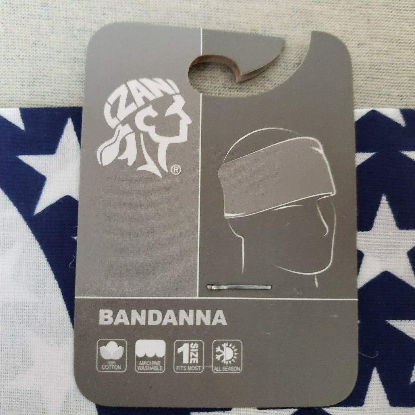 ZANheadgear Bandanna USA Wavy American Flag Cotton 22"x22" One Size