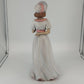 Holland Mold Lady Figurine White Pink Dress Hand Painted Ceramic 17" Vintage