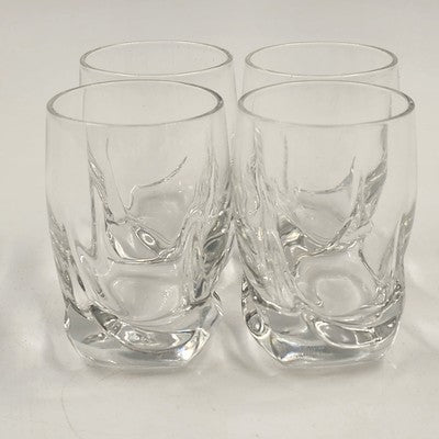 Set of 4 Italy Blown Crystal Ravel Liqueur Wavy Shot Glass Luigi Bormioli 2.5oz