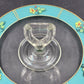 Reverse Painted Glass Tidbit Tray French cottage tableware Blue 11" MCM Server