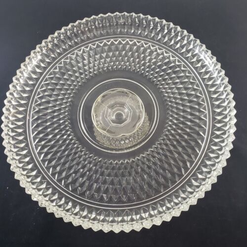Indiana Glass Diamond Point Pedestal Cake Stand 12 Inch Vintage 1429
