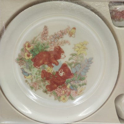 10pc Mini Tea Set Porcelain Floral Bears Collectible w/ Box 4"