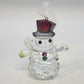 4-inch clear faceted acrylic snowman ornament with red top hat