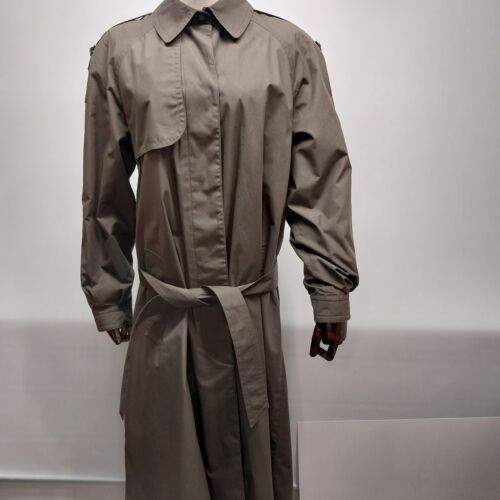 Misty Harbor Trench Coat Zip Out Lining Pleated Back and Accent Belt Sz 6