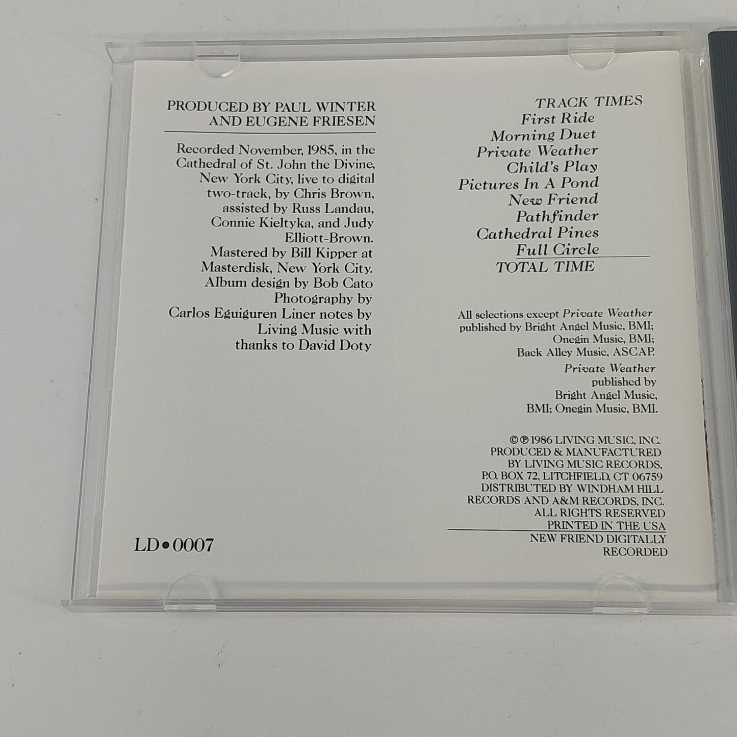 Eugene Friesen Paul Halley New Friend CD Cello Piano Pipe Organ Living Music