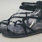 Forever 21 Black Jelly Strappy Flats Sandals Womens Size 8 Triple Buckle Ankle