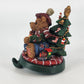 Christmas Stocking Holder Granduer Noel Bear & Tree Cast Iron Base Figural 4.75"