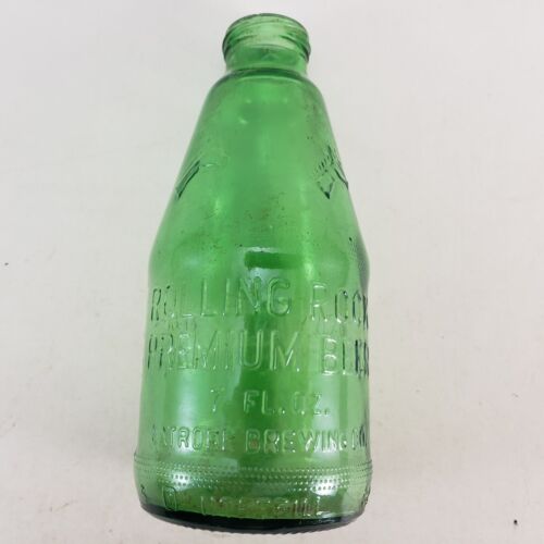 3 Rolling Rock Premium Beer Embossed Pony Green Glass Bottles 7 oz Latrobe PA