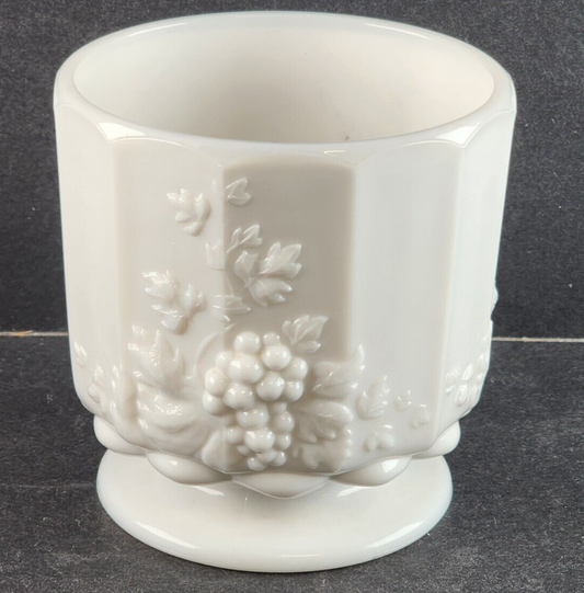 Footed Open Sugar Bowl Paneled Grape Milk Glass by Westmoreland 3.75" Across