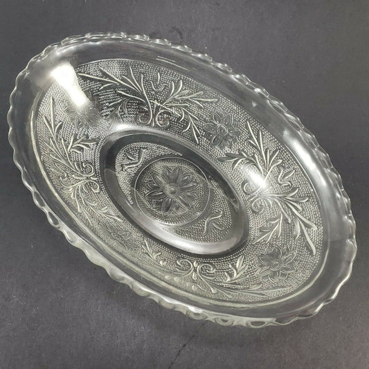 Anchor Hocking Sandwich Glass Bowl Oblong Oval Clear Pressed 8½” Long Vintage