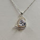 Silver Tone Chain with Heart Faceted Crystal Rhinestone Pendant Necklace 9.5"