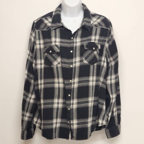 Mossimo Supply Co Black and White Plaid Shirt Women's Size 1 Small Vintage